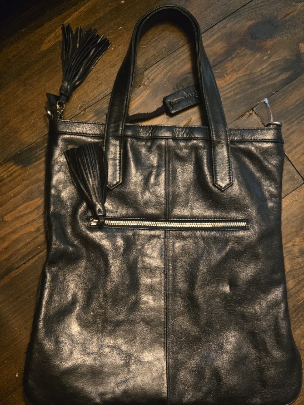 NWOT Aqua Madonna Black Calf Hair Leather Tote Bag + New Crossbody Strap - Picture 6 of 11
